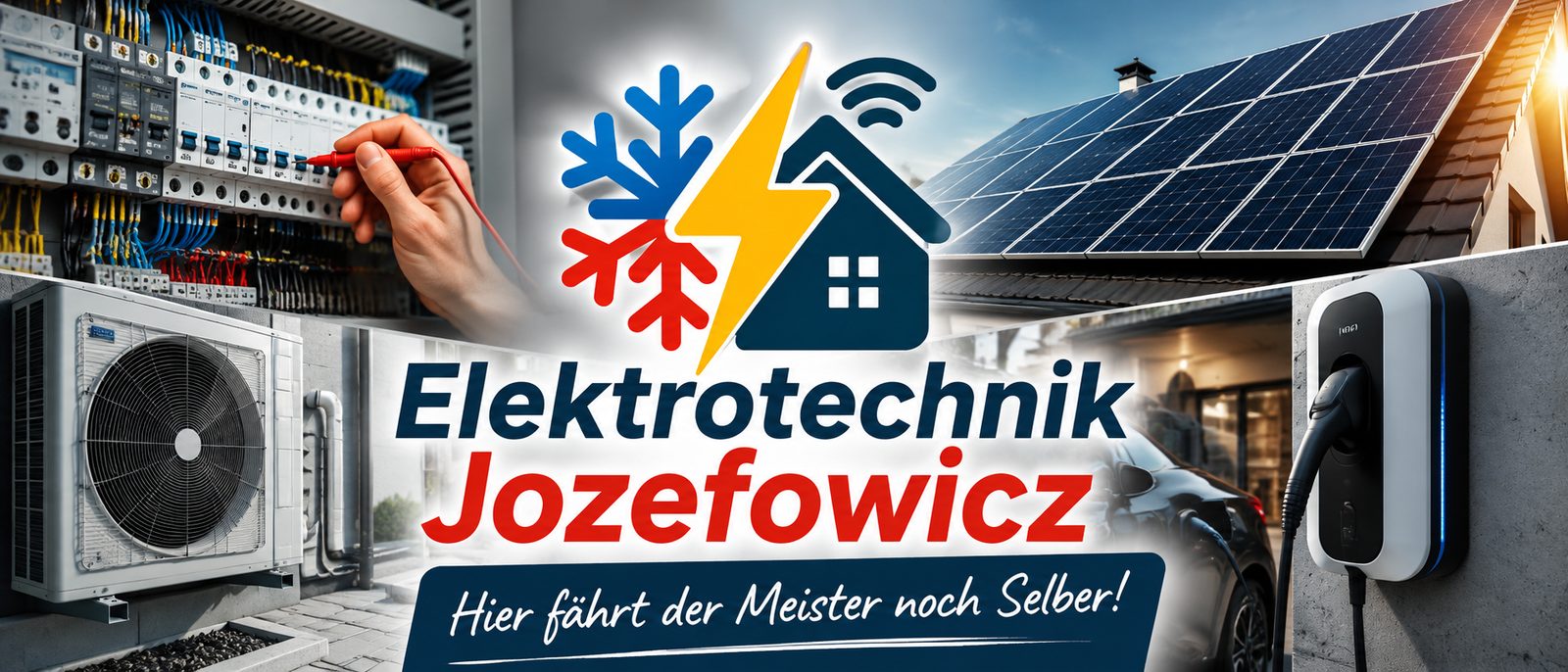 Elektrotechnik Jozefowicz — Zählerschrank, Photovoltaik, Wärmepumpe, Klimatechnik und Wallbox. Hier fährt der Meister noch selber.