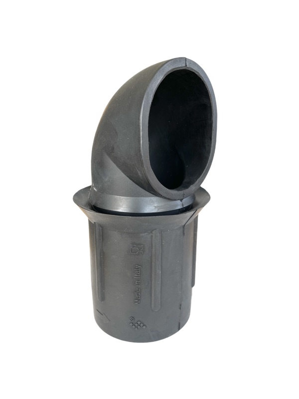 Einlaufbogen für Milchpokal, Rohr Ø 70 mm, Loch im Glas Ø 80 mm