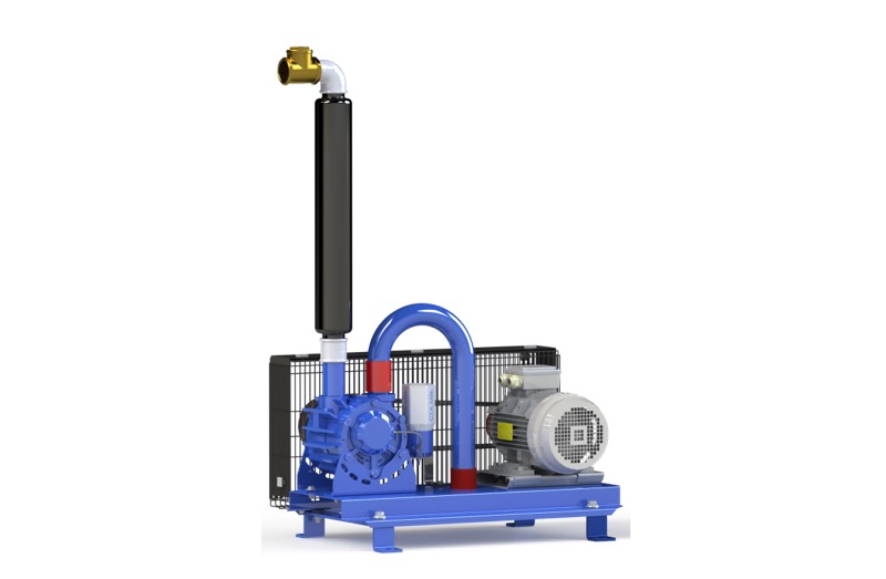 Vakuumpumpe GPV 1500 auf Konsole kompl. 1500 Liter/min, 4 Kw/5,5 PS, inkl. Ölabscheider, Öler und Schalldämpfer