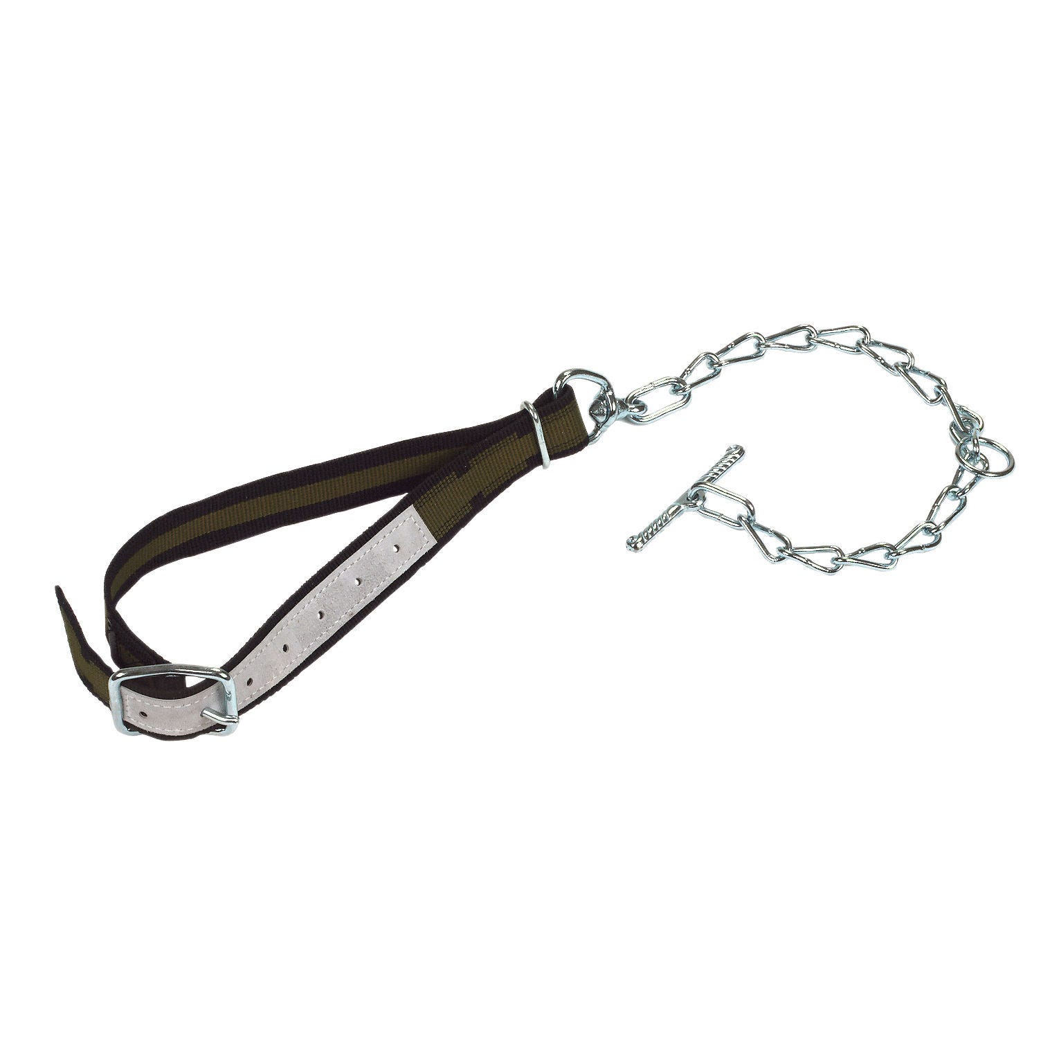 Kälberanb. kompl. 85x4cm, Kette 5mm, m. Wirbel u. Knebel