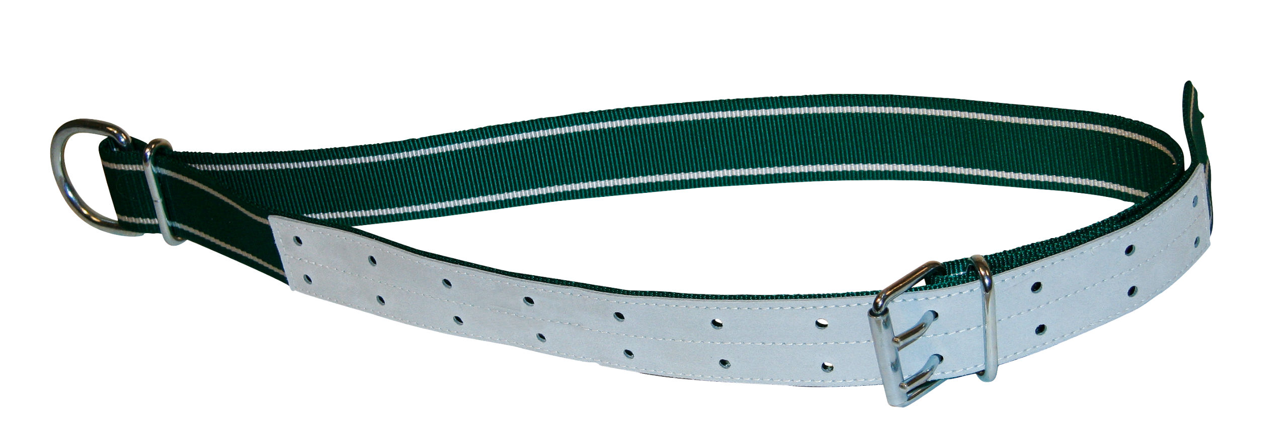 Halsb.grün/weiß,150x5cm mit Ovalglied und D-Ring