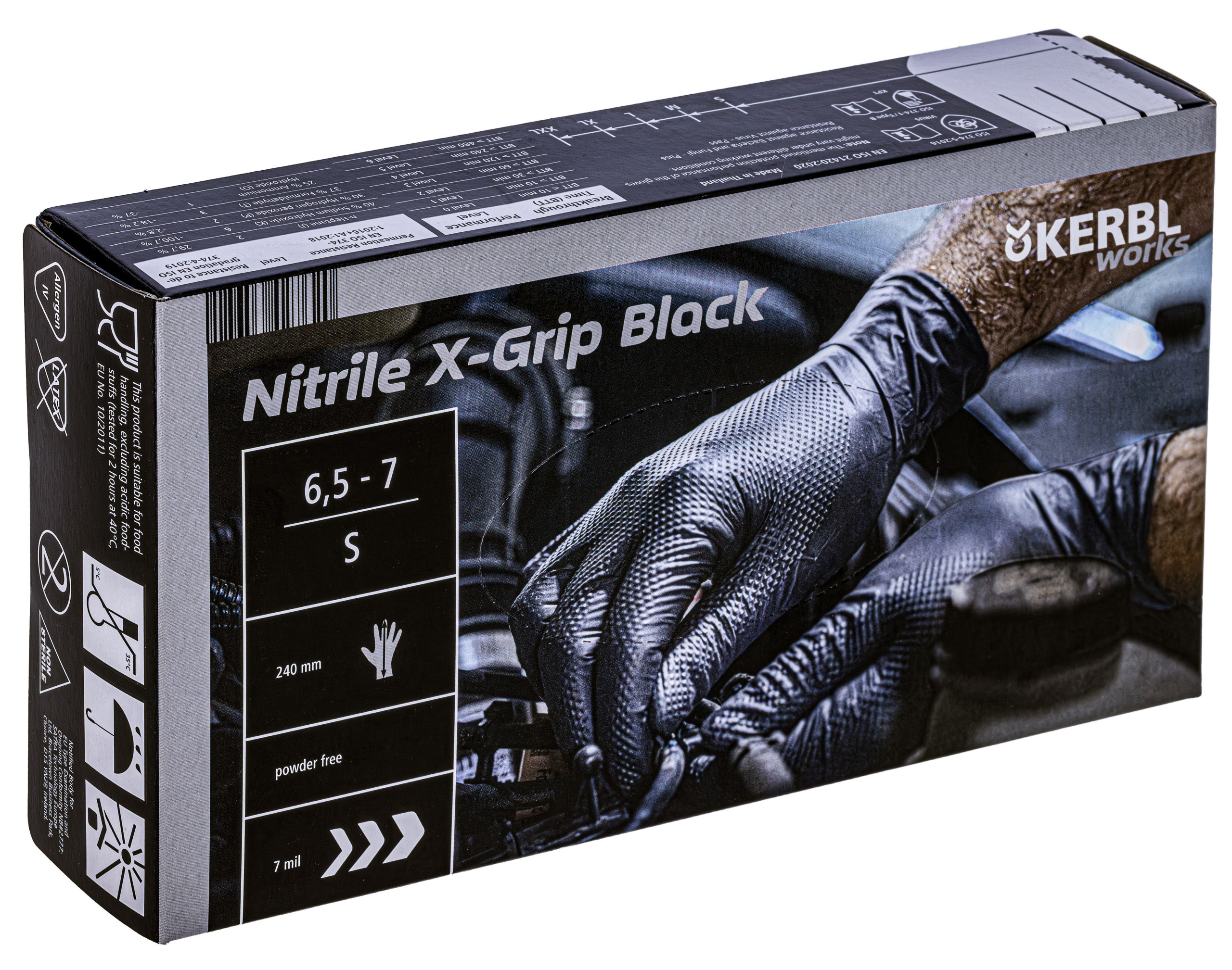 Nitril Einmalhandschuh X-Grip Black 240mm, 50 St, Gr. M, schwarz