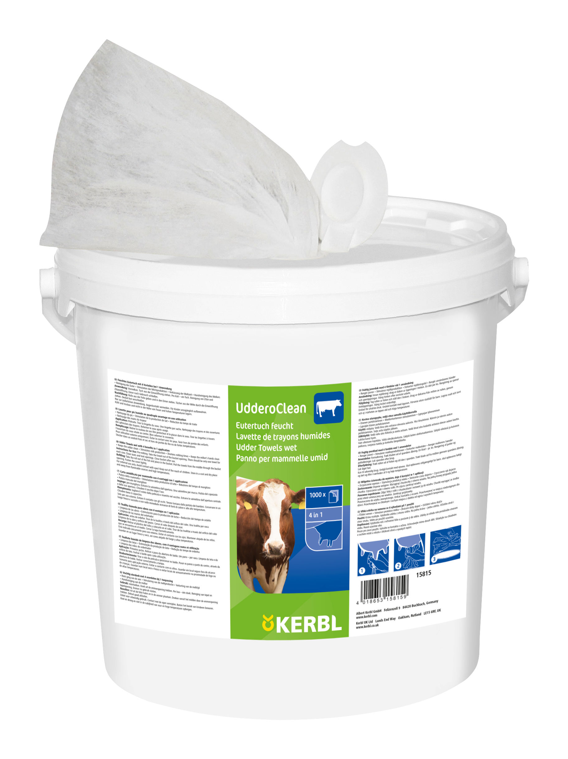 UdderoClean Eutertuch feucht im Eimer - 1000 Blatt