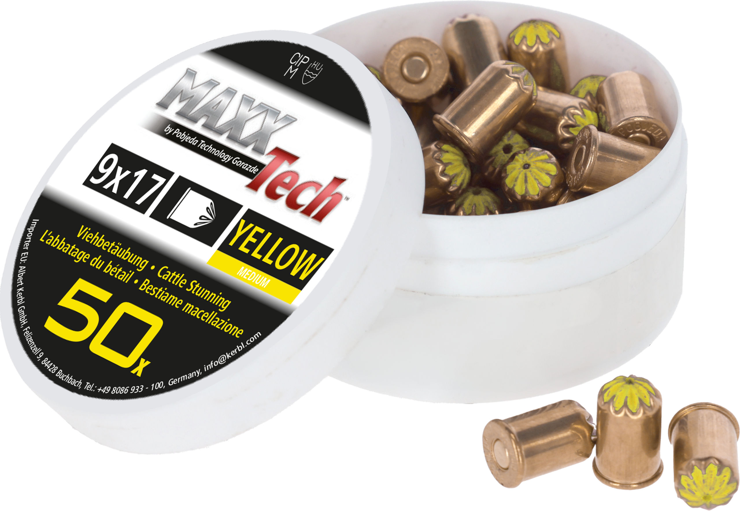 Kartuschen gelb, MAXXTech (Patronen) 9x17mm, 50 Stück
