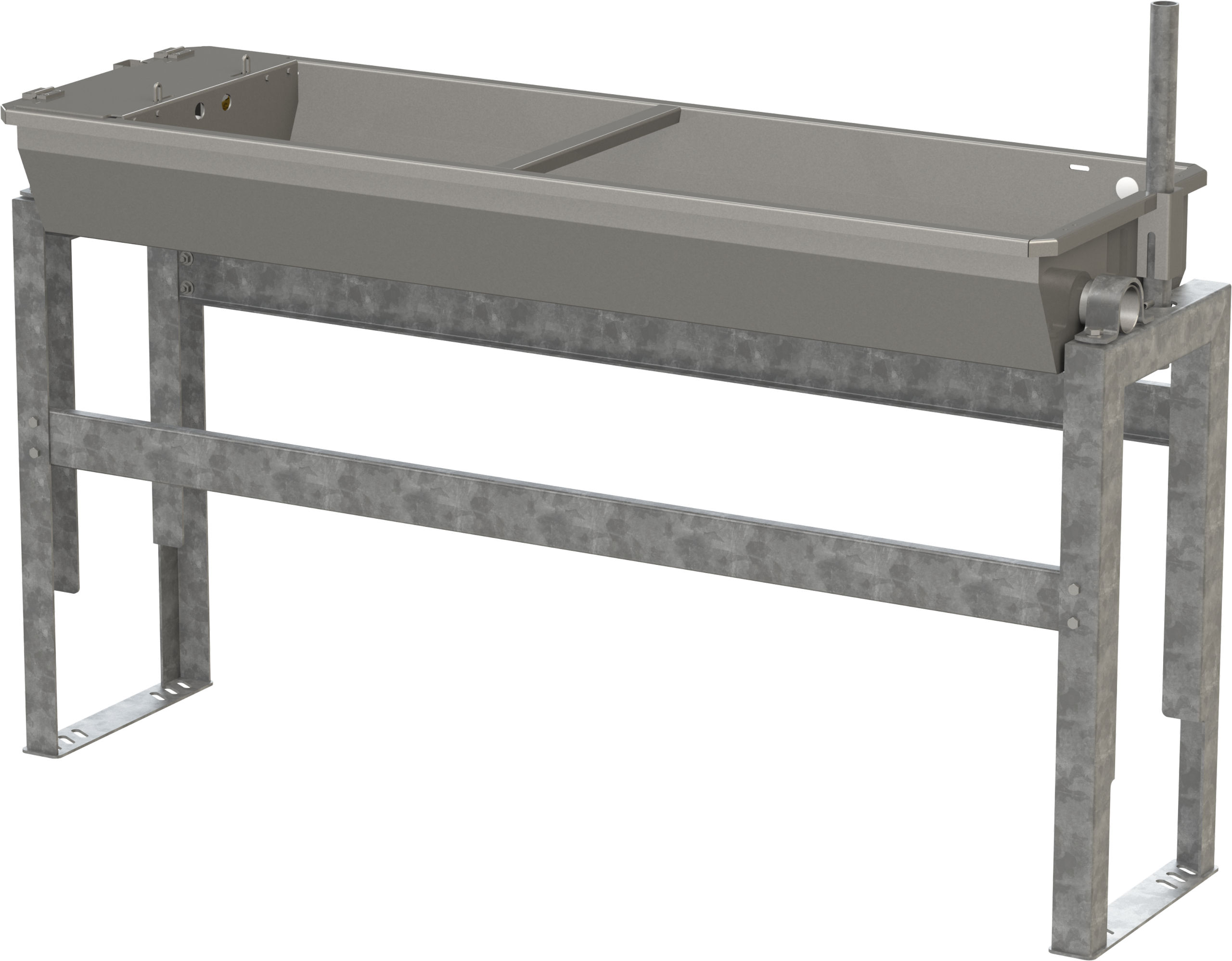 Edelstahl Kipptränke, 50L 1,5m, mit Bodengestell