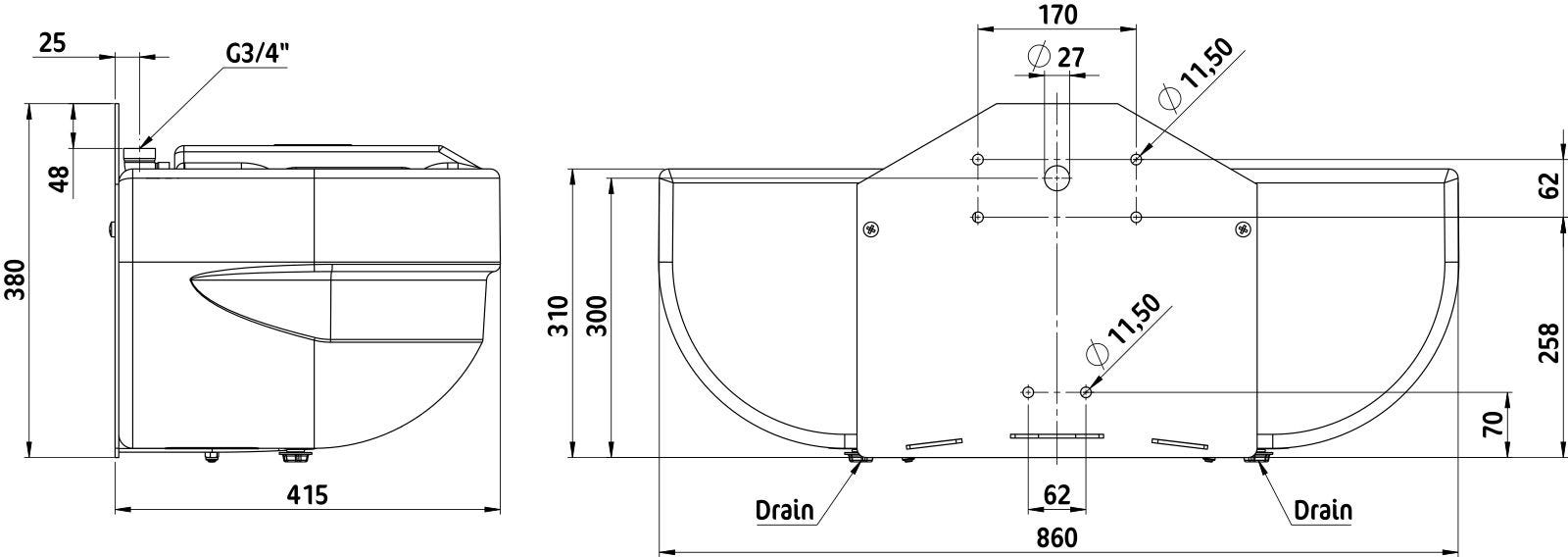 Doppel-Schwimmertränkebecken S60 für Weidefassanbau