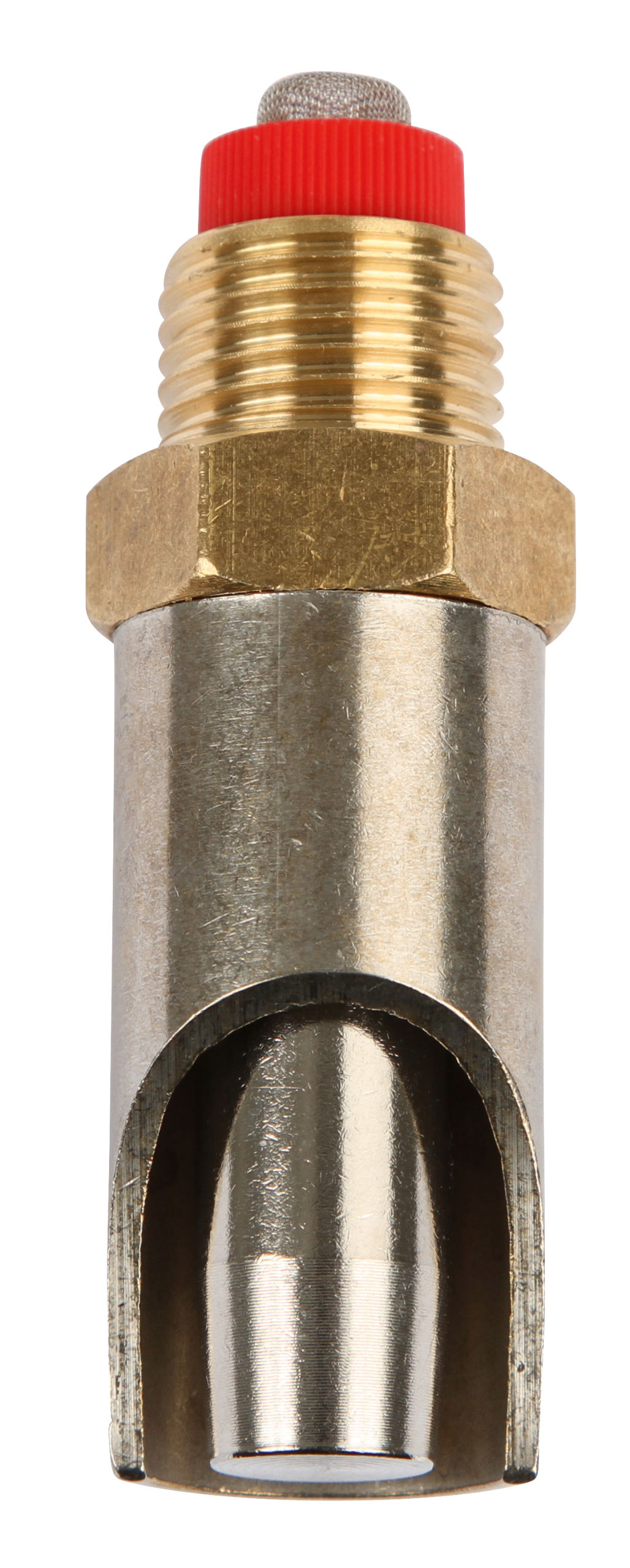 Beißnippel Messing/Edelst. 3/4", 87,5 mm mit  1/2" Anschluss, Ø Stift 16 mm