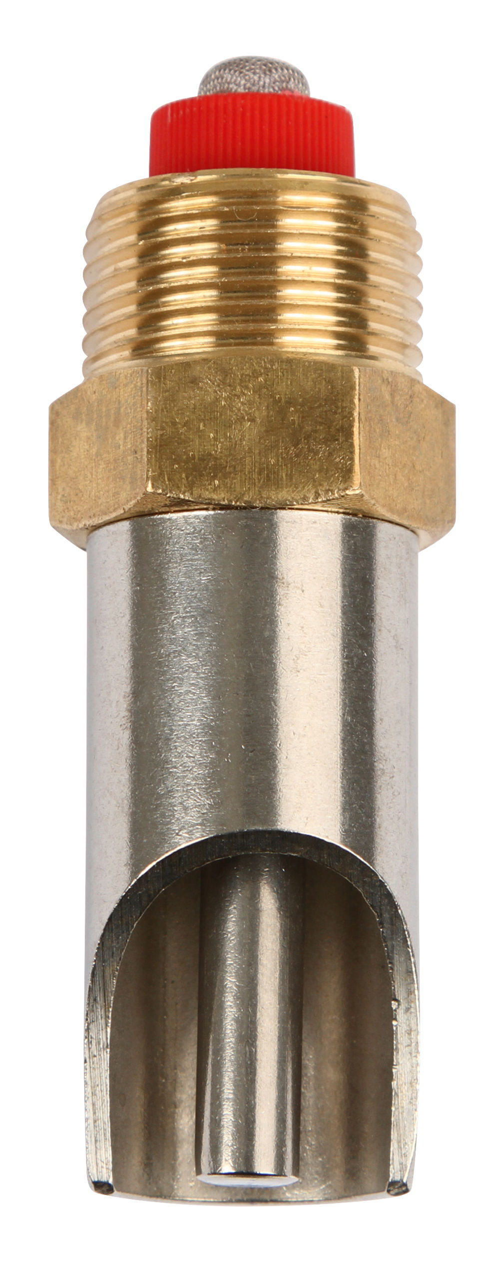 Beißnippel Messing /Edelst. 3/4", 87,5 mm mit 3/4" Anschluss, Ø Stift 8 mm