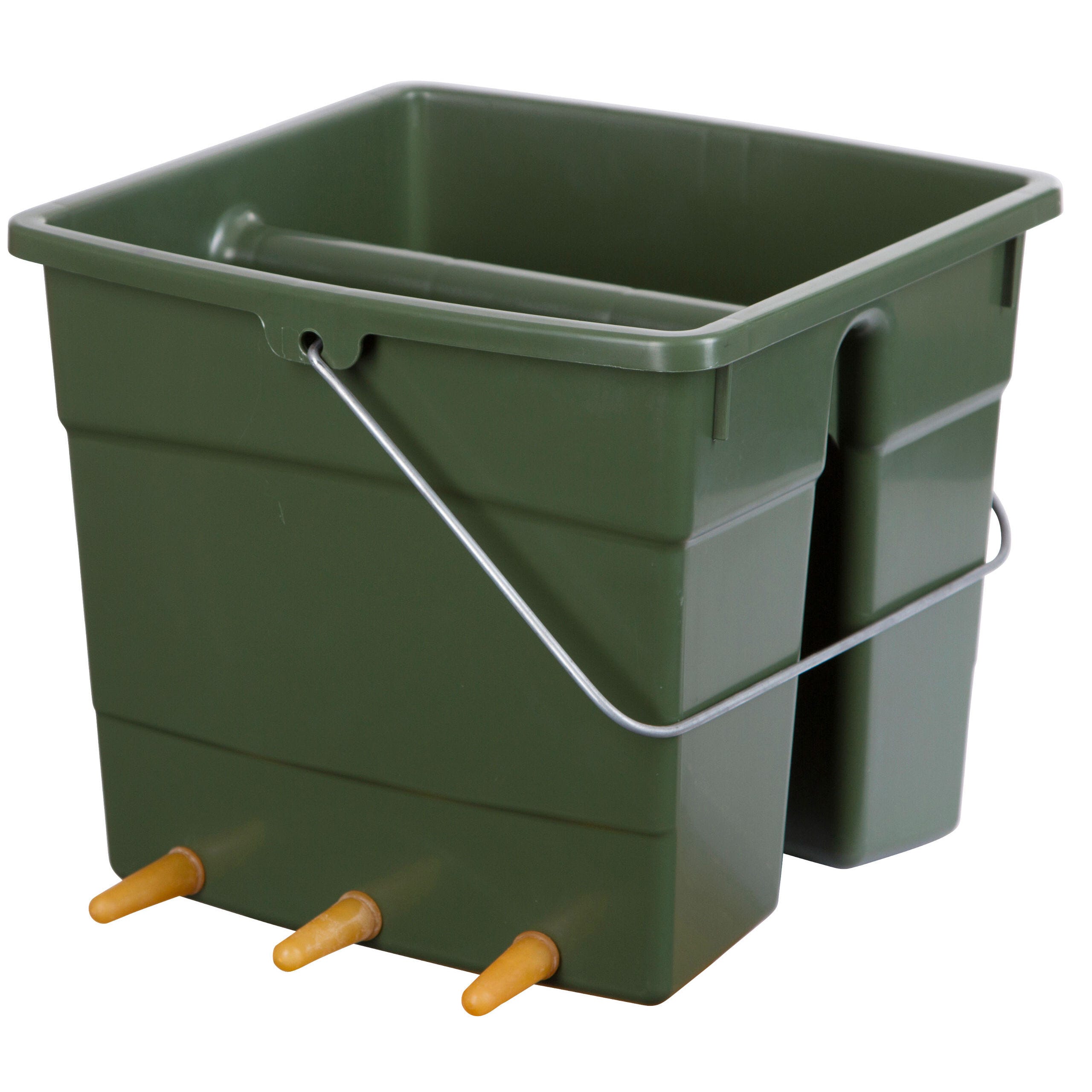 Lammeimer, 6 Sauger/quadr/oliv mit Schrägboden