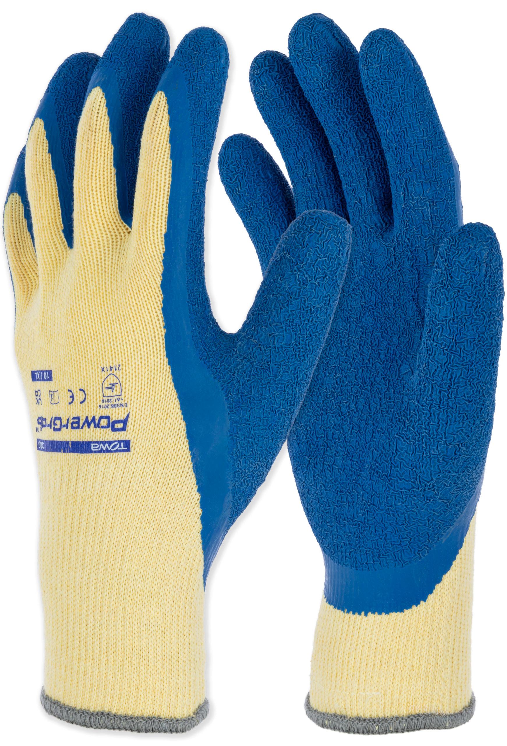 Handschuh PowerGrab, 9/L blau/gelb, Arbeit, SB-Ware