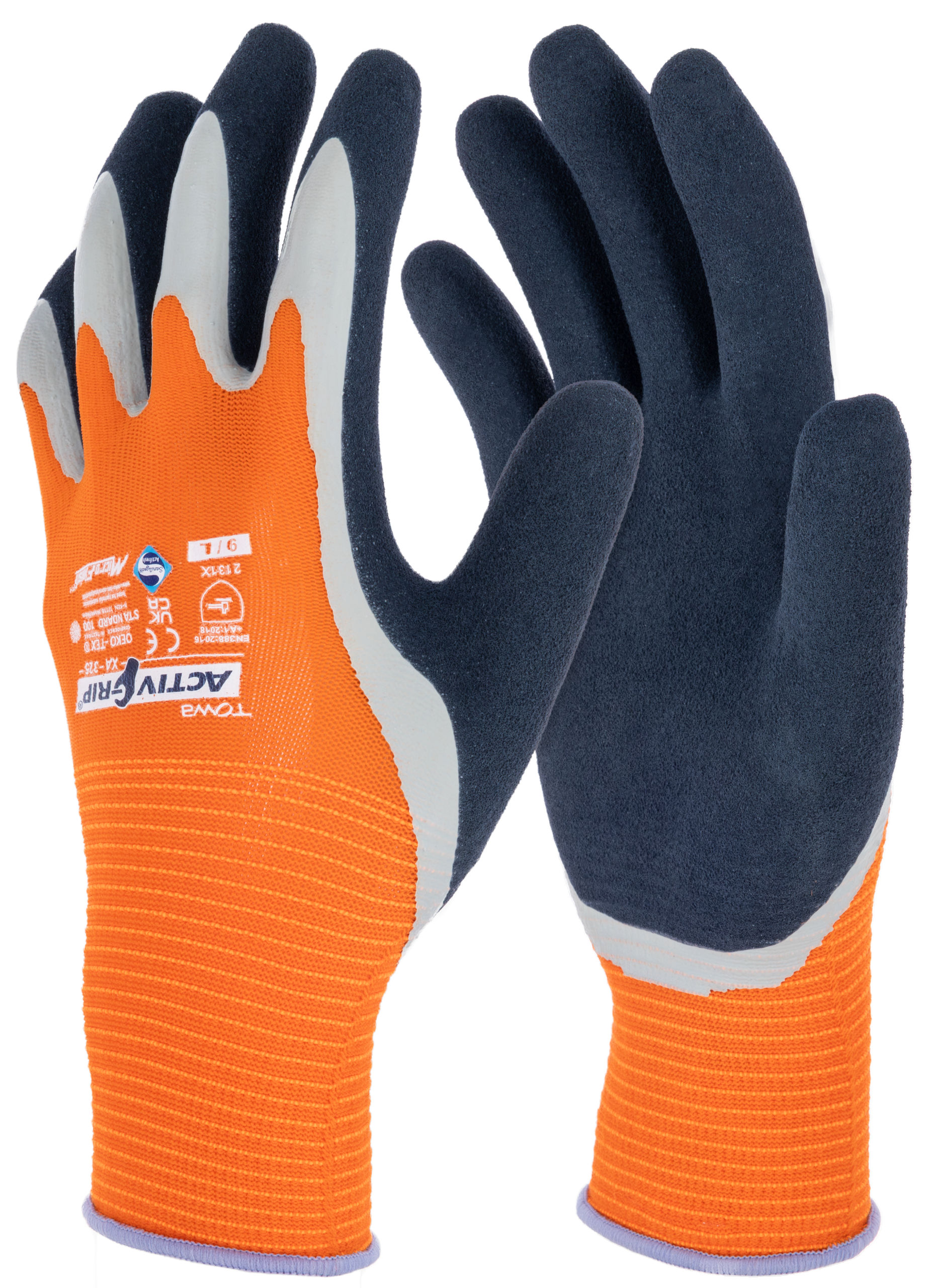 Handschuh ActivGrip XA325, 9/L orange/grau, Arbeit, SB-Ware