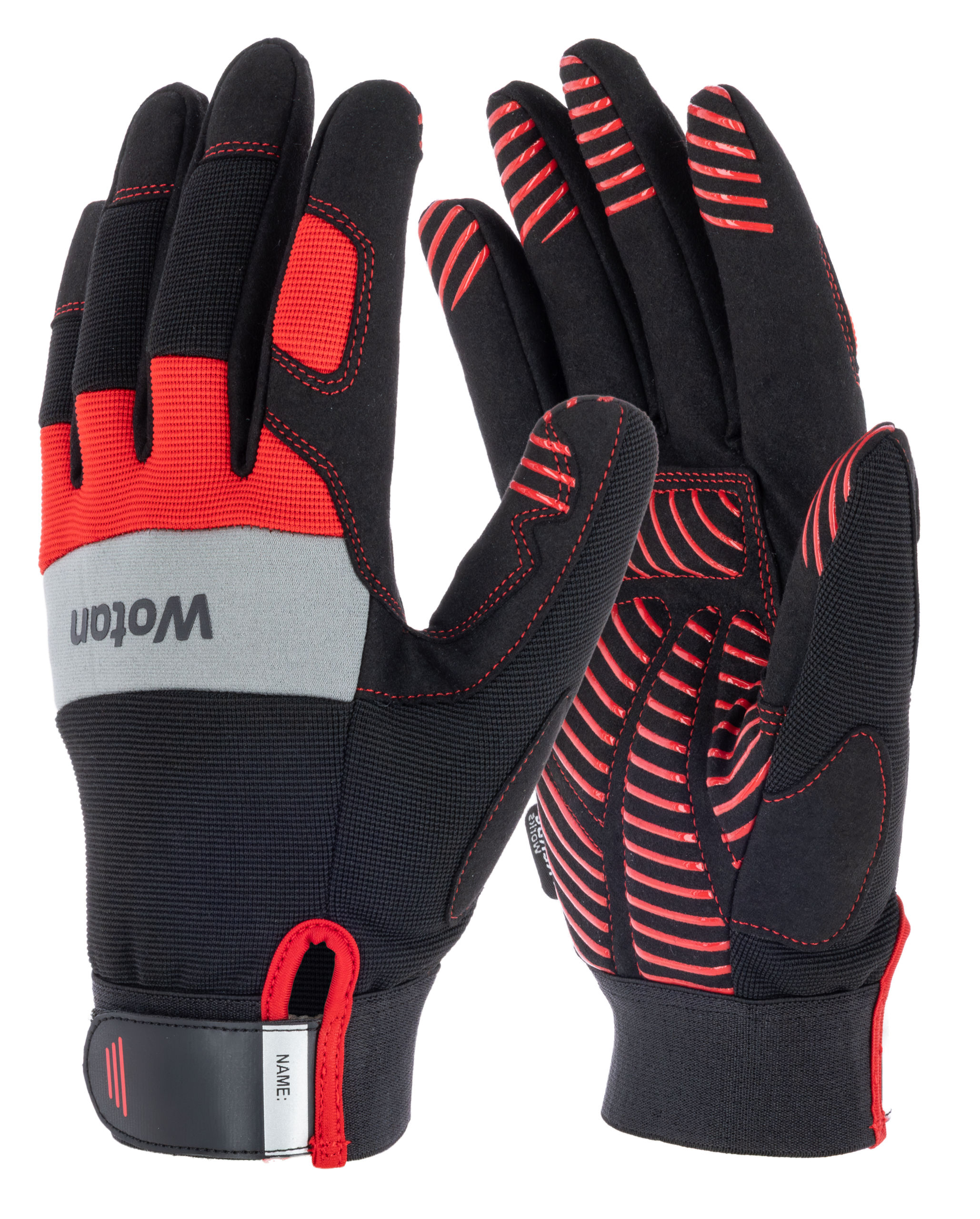 Handschuh Wotan, 9/L schwarz/rot, Arbeit, SB-Ware