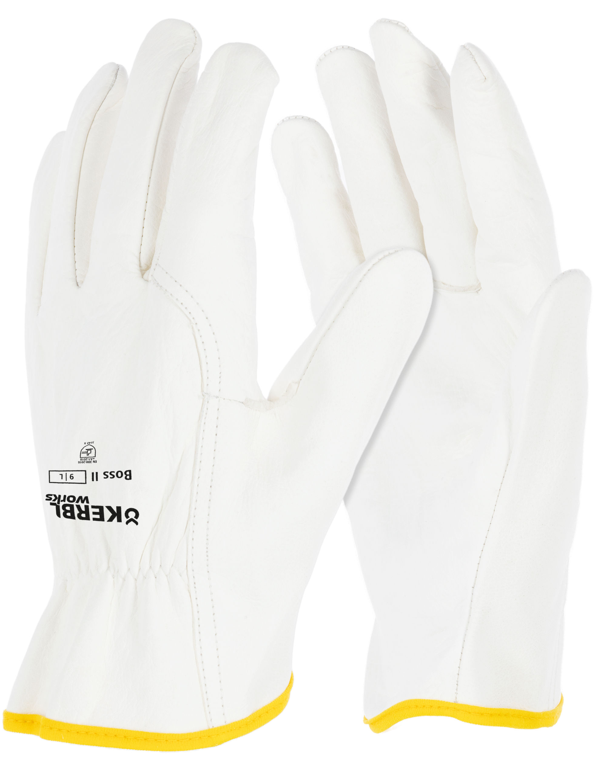 Handschuh Boss, 9/L weiß, Arbeit, Leder, SB-Ware