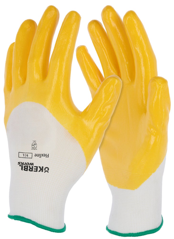 Handschuh Flexline, 9/L weiß/gelb, Spezial, 6er-Pack