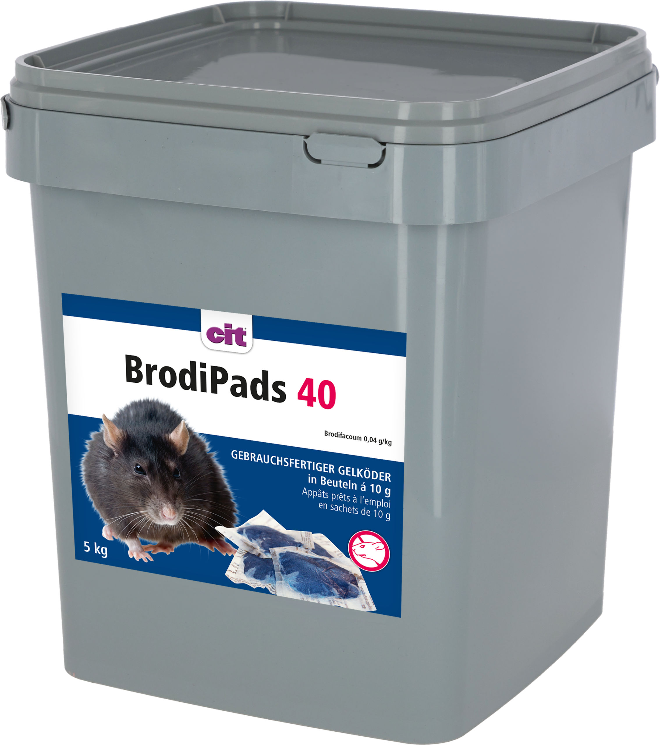 Rattenköder BrodiPads 40, 5kg Pastenköder 10gr, Brodifacoum