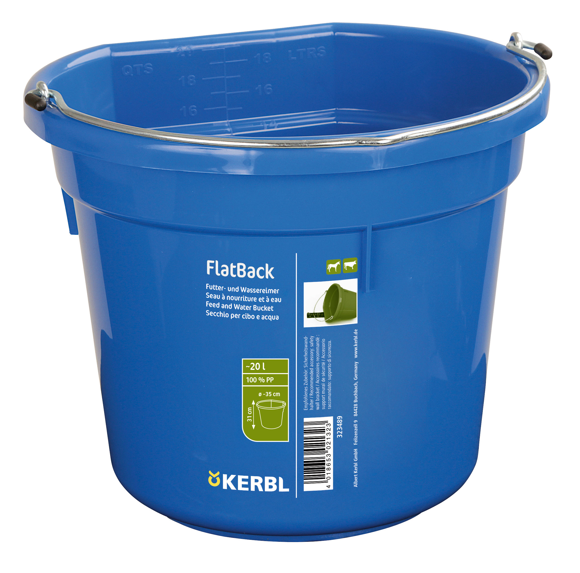 FlatBack, blau, ca. 20L Futter-u. Wassereimer