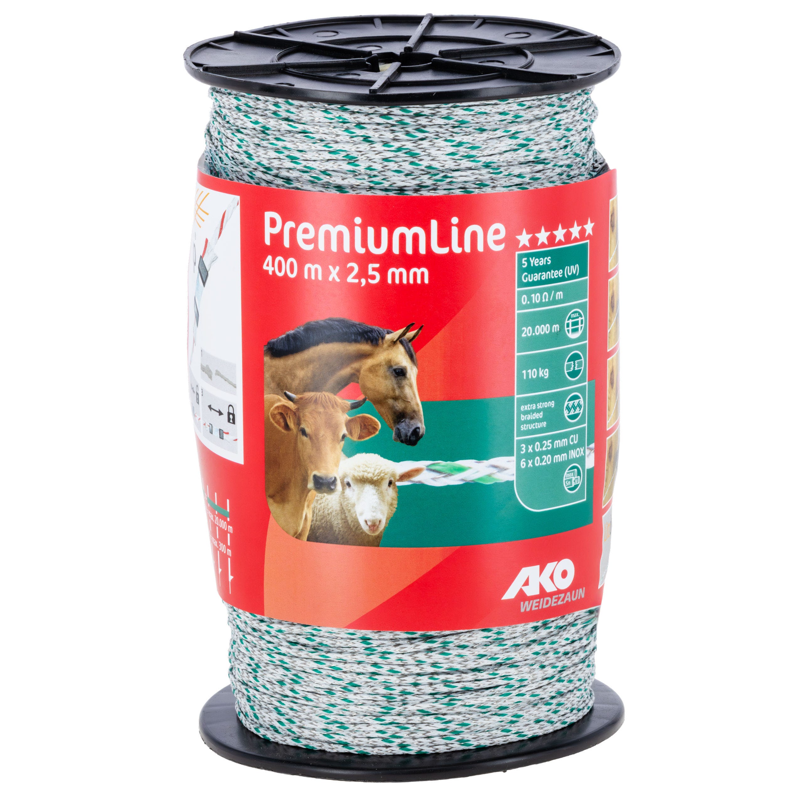 Premium Ultra Litze,2,5mm,400m weiß/grün 6xniro 0,2+3xCU0,25