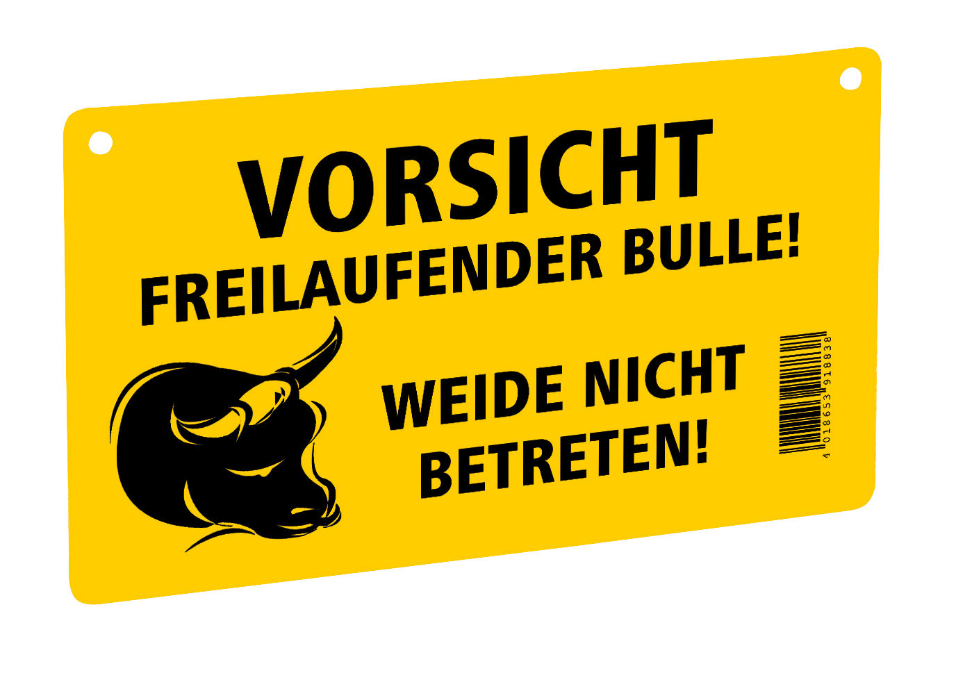 Warnschild, einseitig Freilaufender Bulle