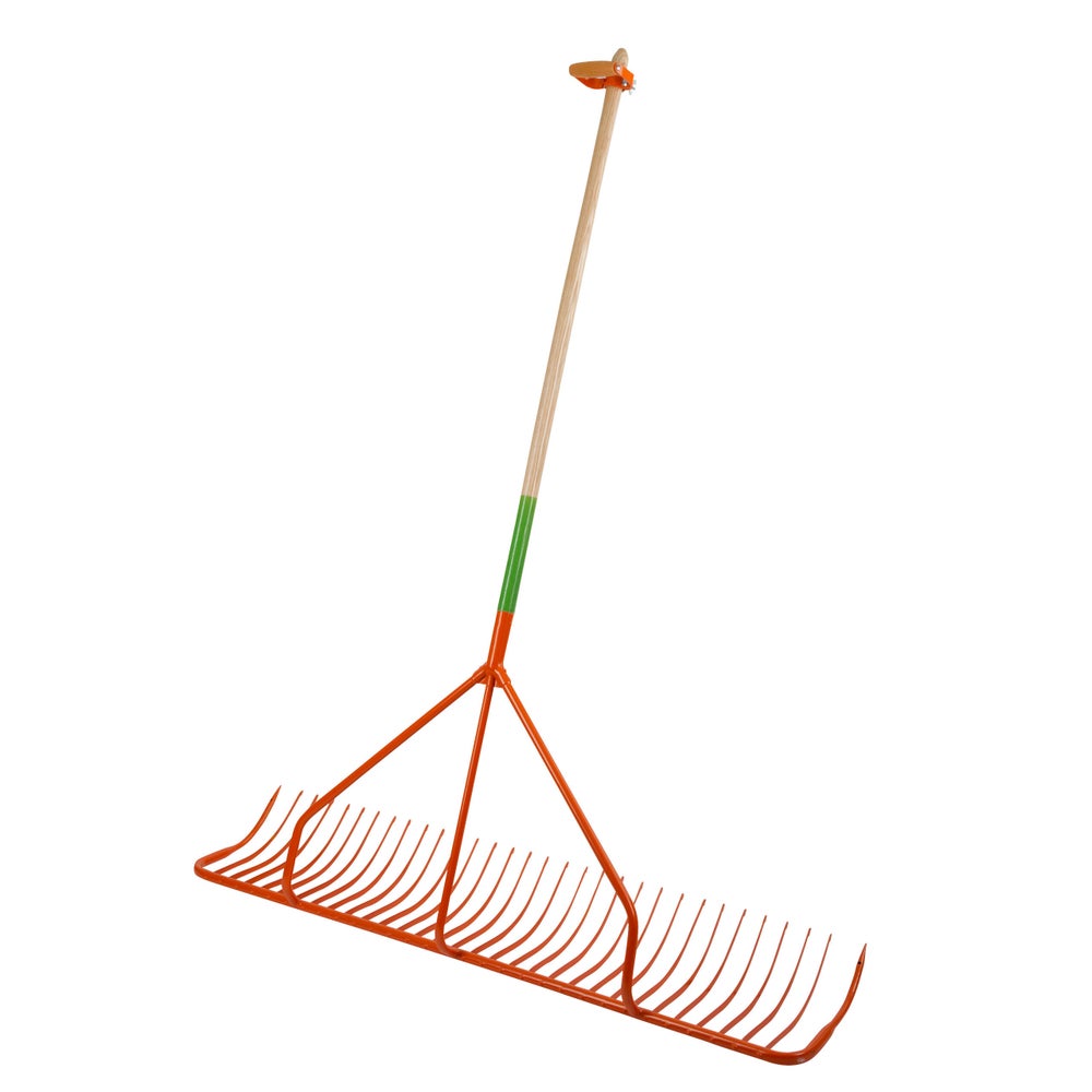 Handschlepprechen mit Außenzinken und Stiel, 131 cm
