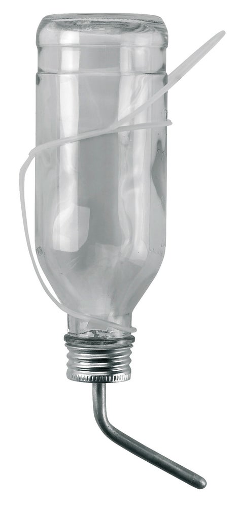 Trinkflasche f.Kaninchen 500ml aus Glas kpl. mit Aluröhrchen