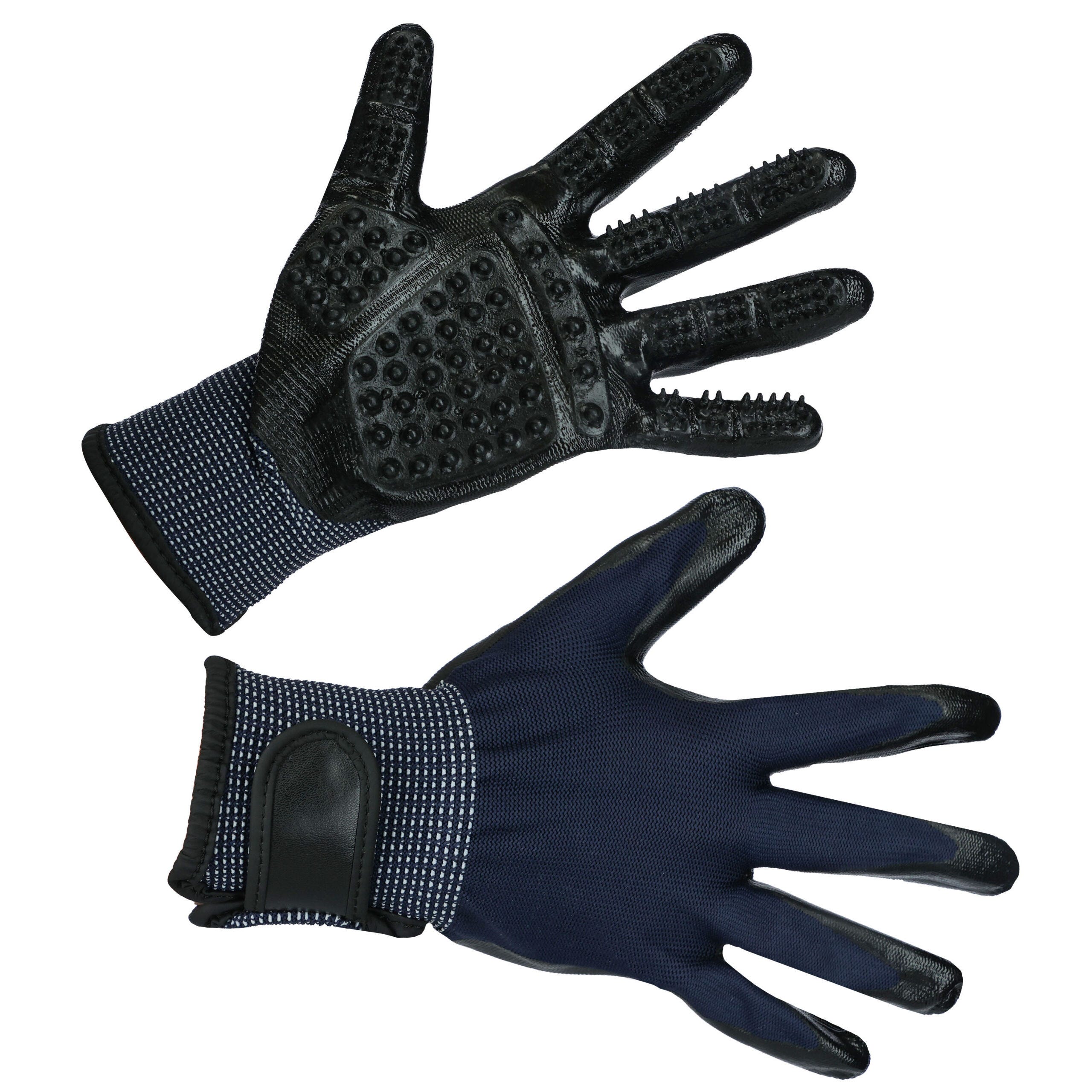 Putz-und Massagehandschuh schwarz/blau, Gr.S