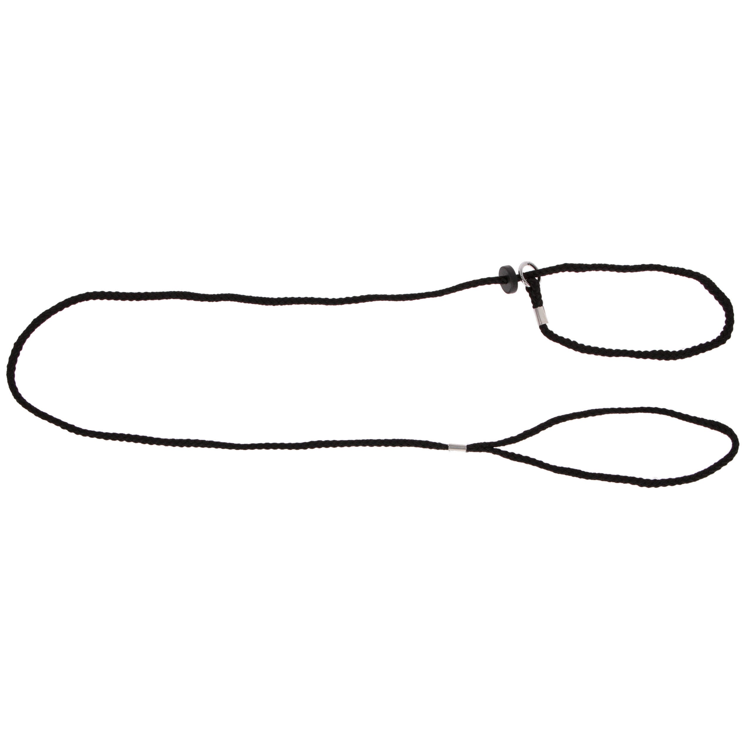 Vorführleine schwarz, Nylon mit Halsung, 6mm x 125cm