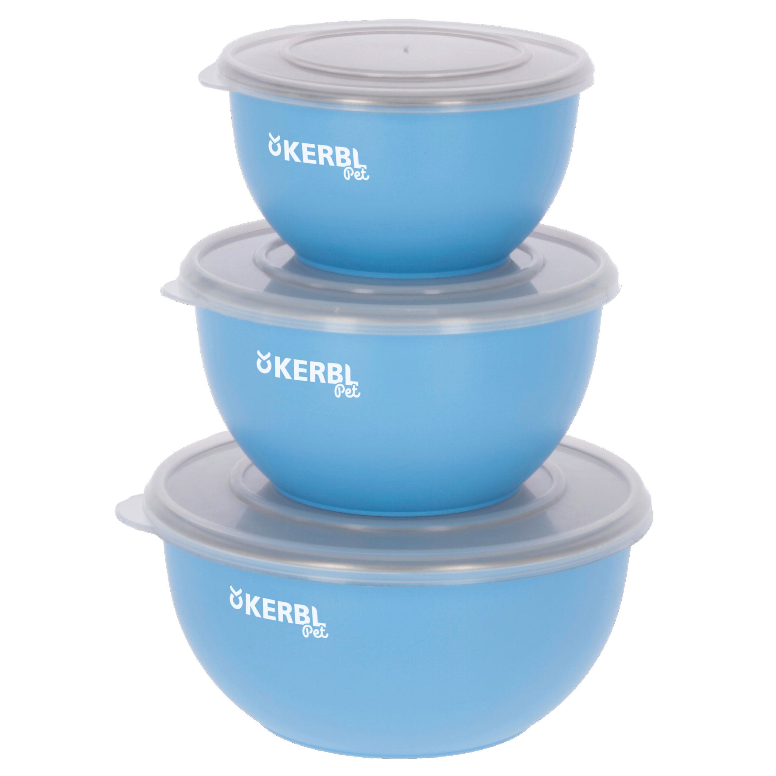 Edelstahlnapf Set mit Deckel blau, 550ml/900ml/1200ml