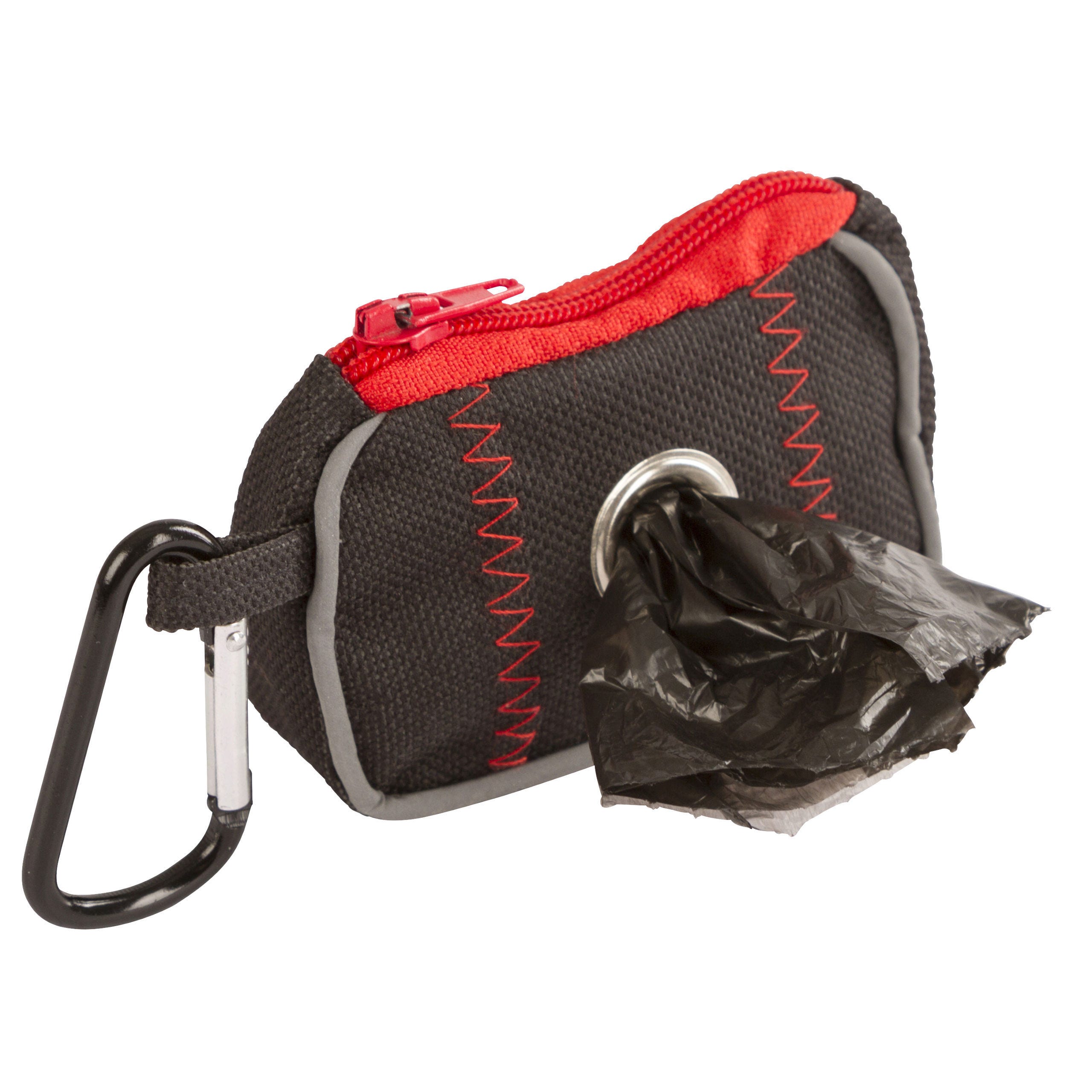 Tasche für Kotbeutel schwarz/rot, 8x5,5x4cm