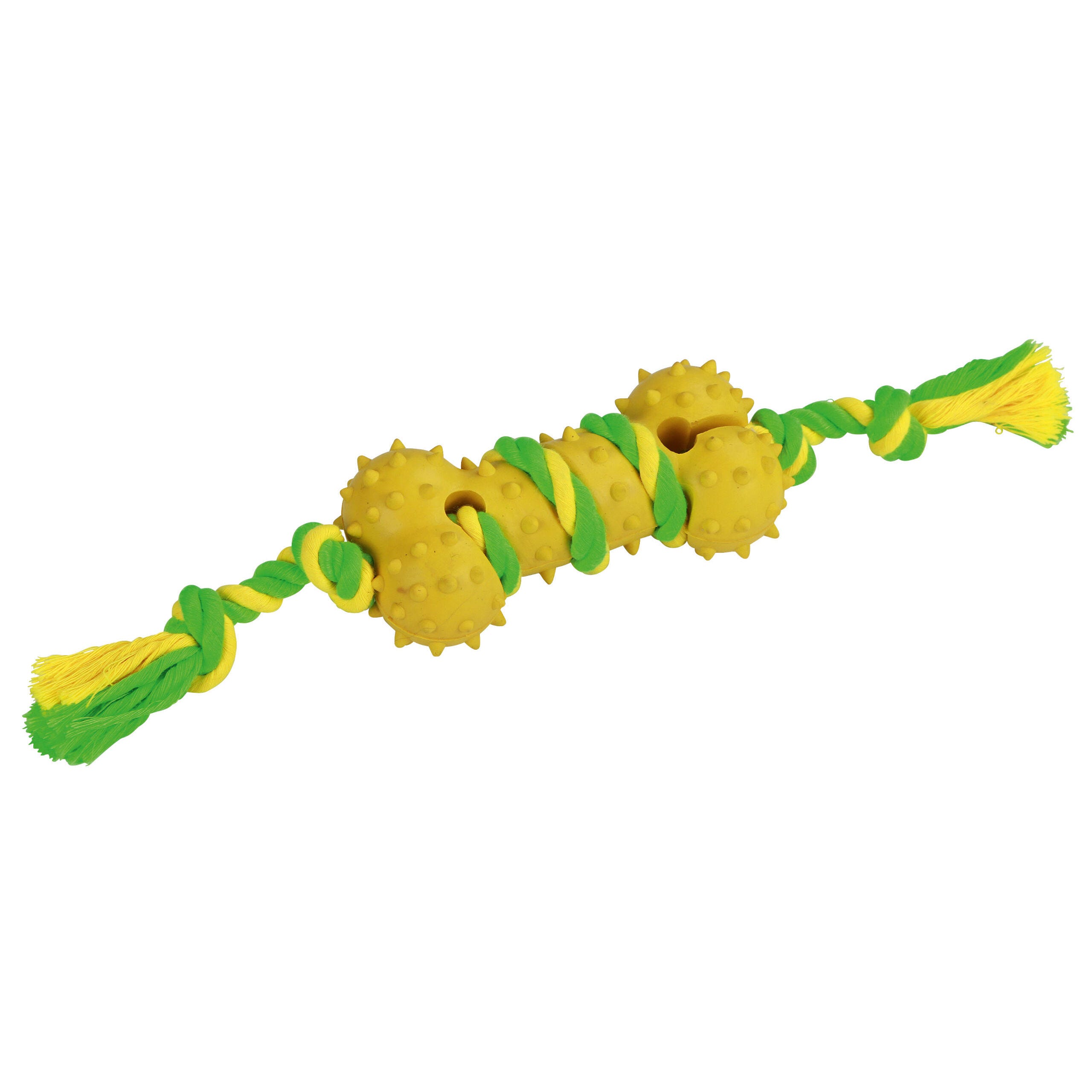 Knochen Vollgummi/Baumwolle grün-gelb, 30 cm