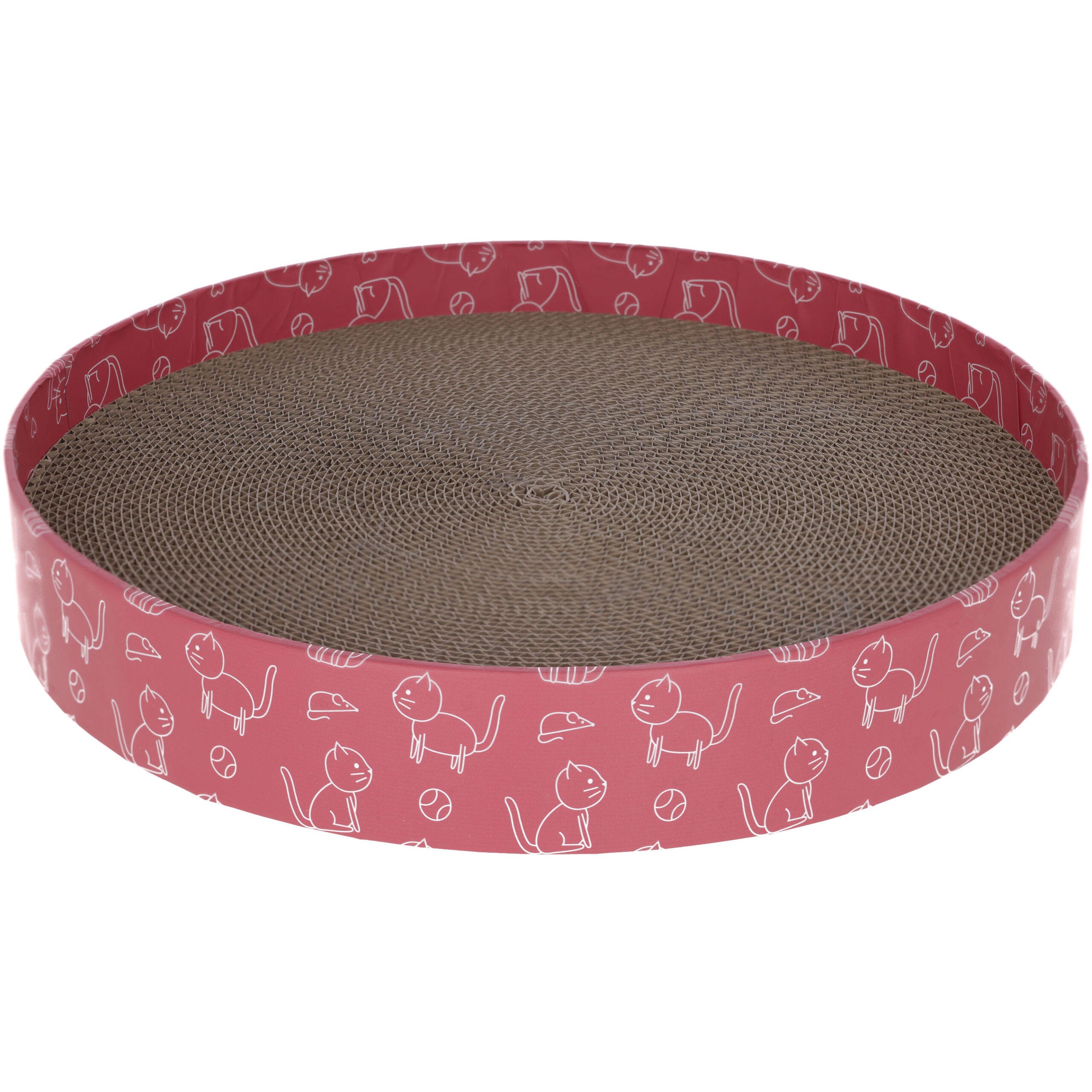 Katzenkratzbett Circle aus Pappe, pink, Ø34cm