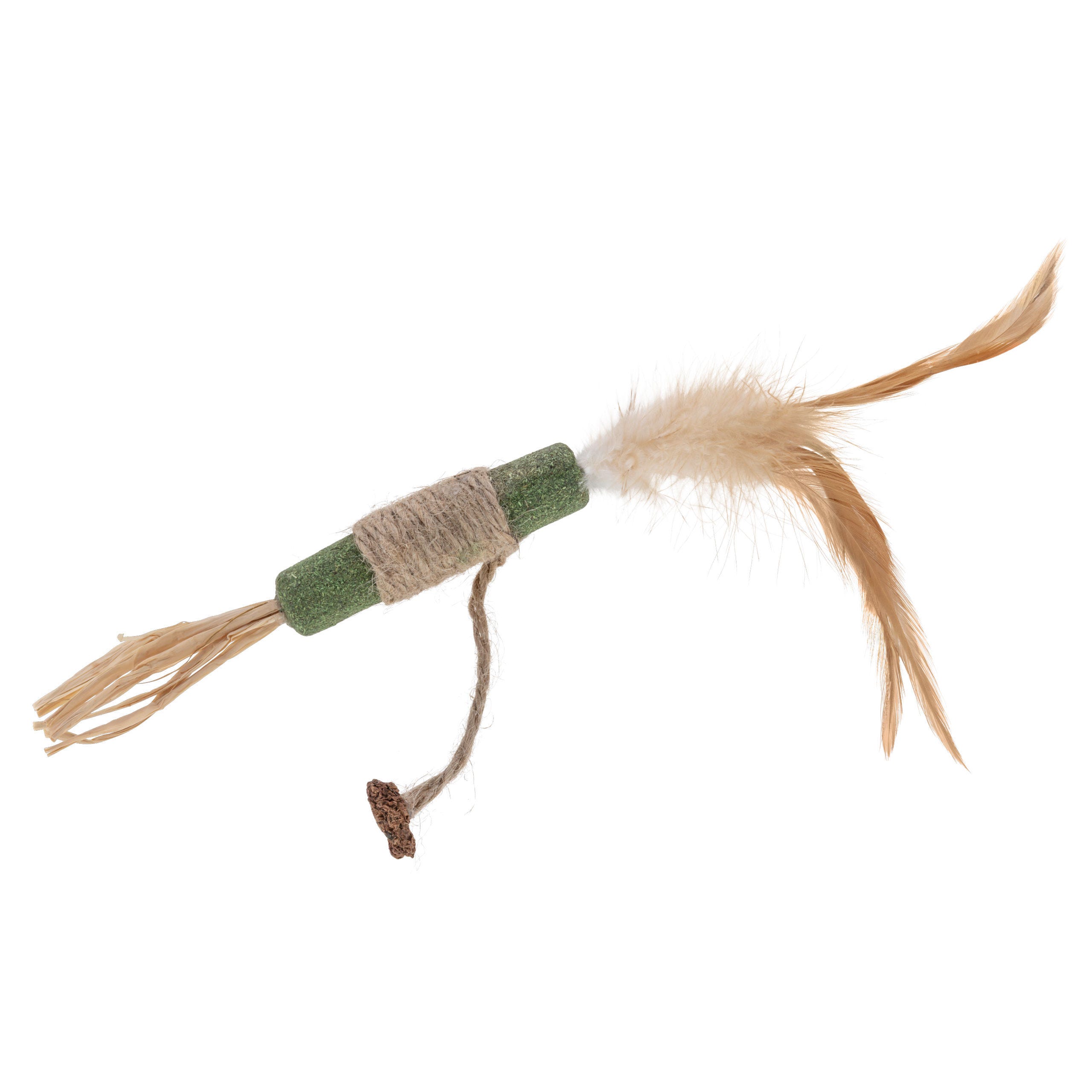 Katzenspielzeug Catnip Stab, mit Hanfseil, Federn, Länge 20 cm