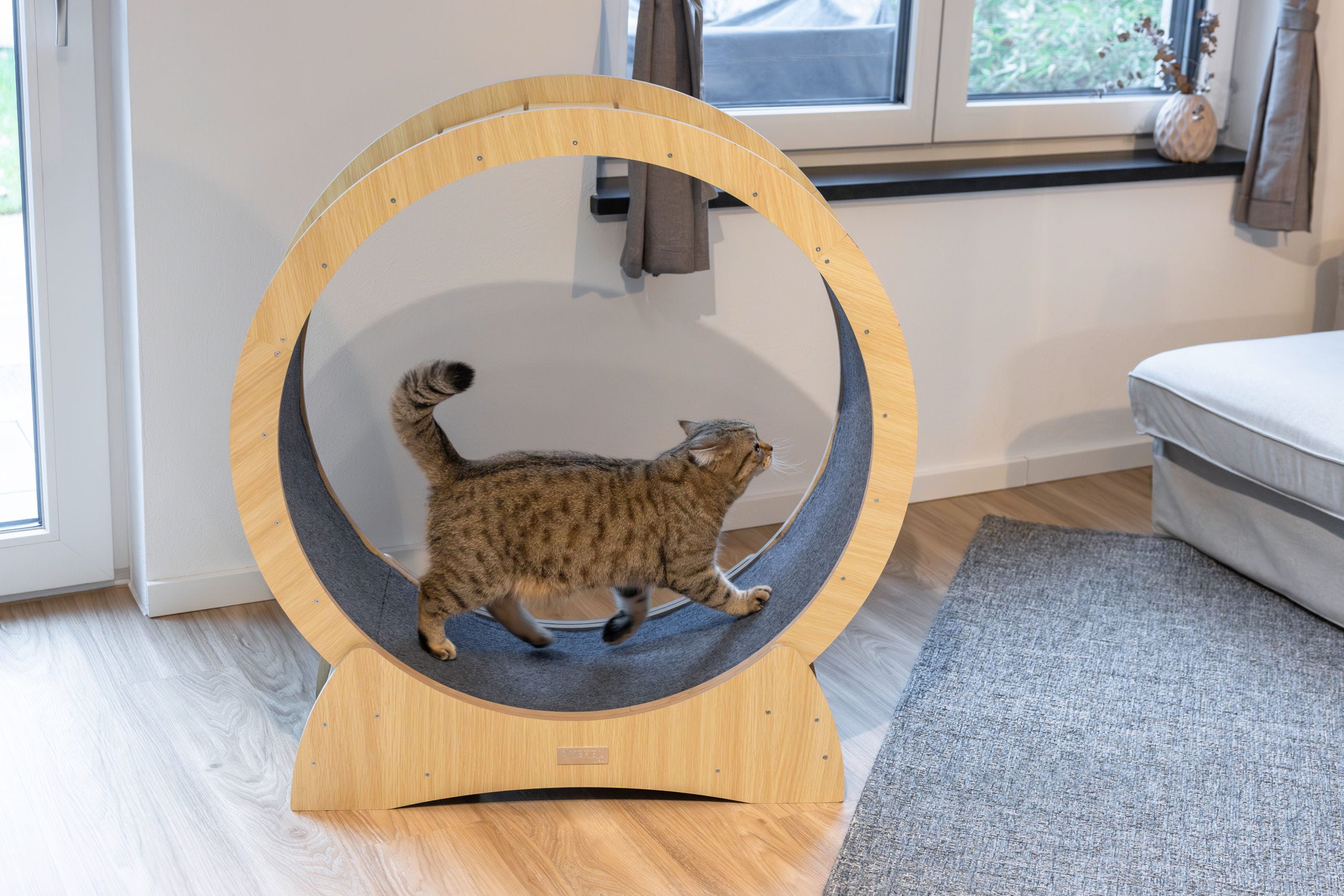 Katzenlaufrad, Ø 90cm, Höhe 97cm beige/grau